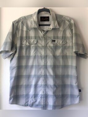 Howler Brothers Short-Sleeve Pale Green & Light Blue Plaid